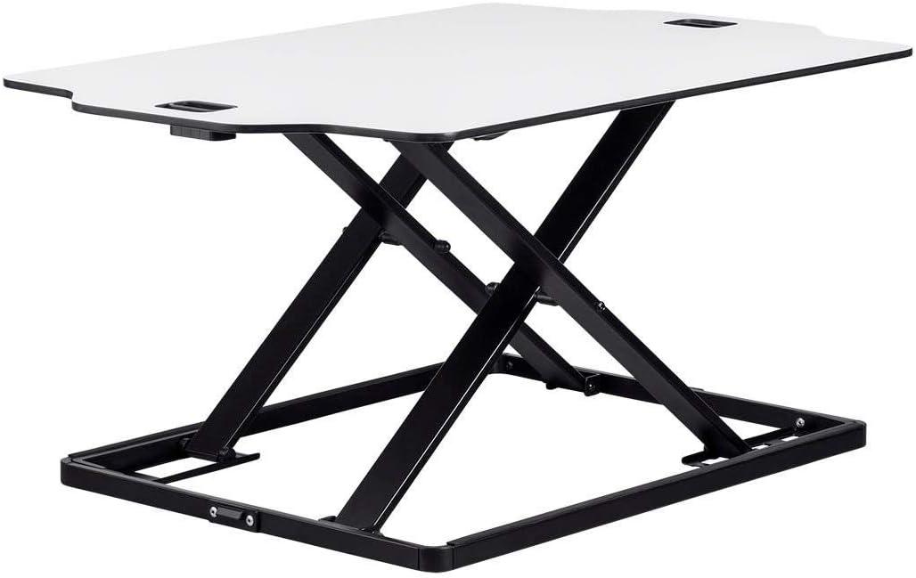 image:imageMonoprice Height Adjustable PC Workstation Cart for Seated or Standing Position with 28 Inch Table TopTwo Additional Accessory Shelves Ideal for Work and Home Black Keyboard MonitorWhite