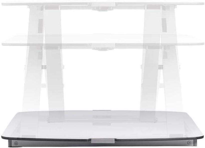 image:imageMonoprice Height Adjustable PC Workstation Cart for Seated or Standing Position with 28 Inch Table TopTwo Additional Accessory Shelves Ideal for Work and Home Black Keyboard MonitorAluminum