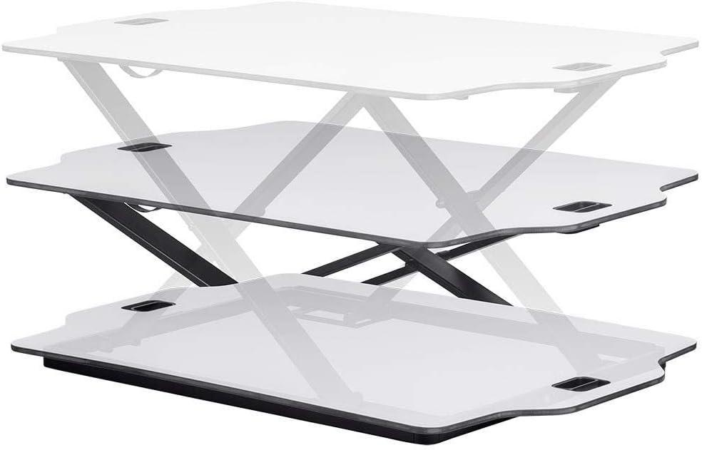 image:imageMonoprice Height Adjustable PC Workstation Cart for Seated or Standing Position with 28 Inch Table TopTwo Additional Accessory Shelves Ideal for Work and Home Black Keyboard MonitorWhite