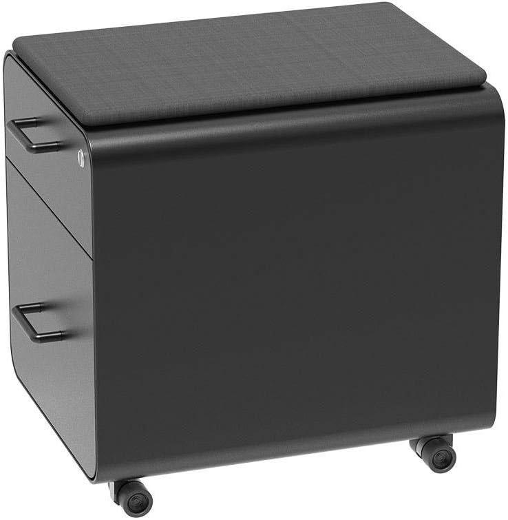 image:imageMonoprice Round Corner 2Drawer File Cabinet Black Lockable with Seat Cushion Workstream Collection 137880Black