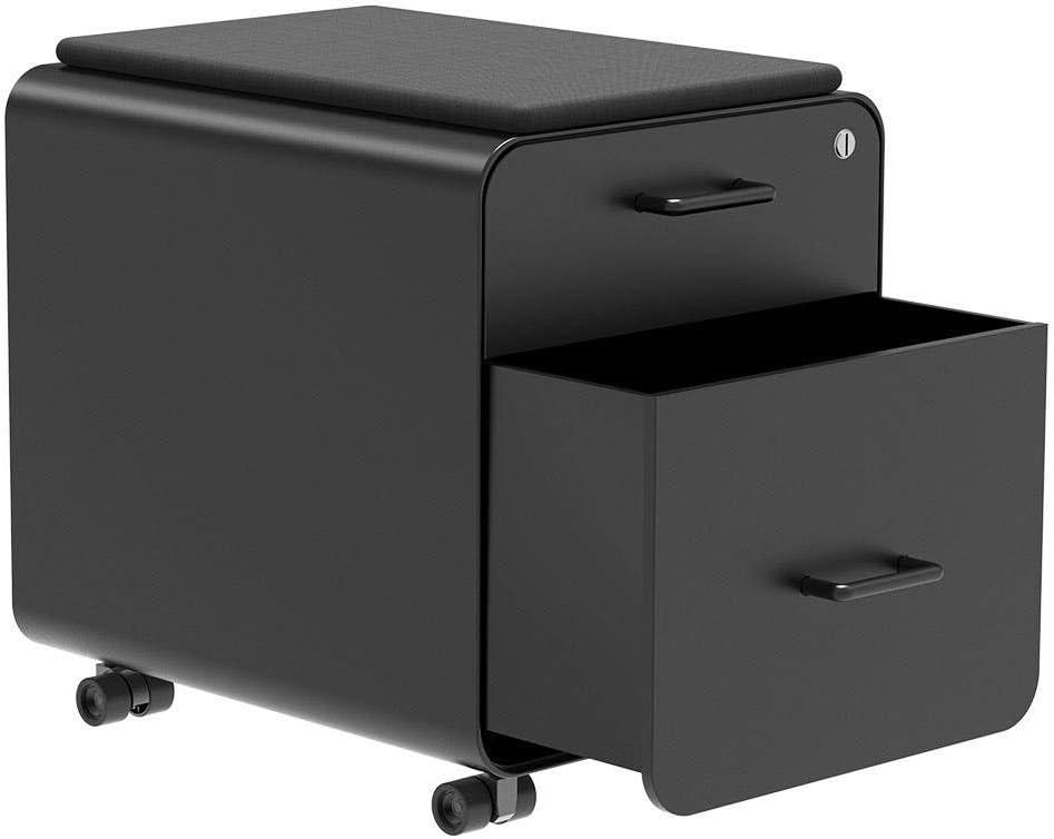 image:imageMonoprice Round Corner 2Drawer File Cabinet Black Lockable with Seat Cushion Workstream Collection 137880Black