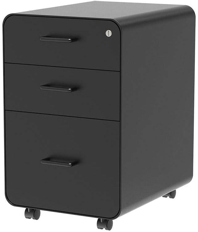image:imageMonoprice Round Corner 2Drawer File Cabinet Black Lockable with Seat Cushion Workstream Collection 137880Black