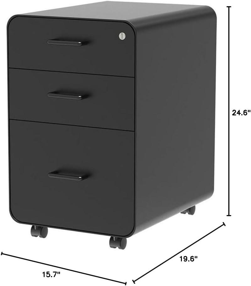image:imageMonoprice Round Corner 2Drawer File Cabinet Black Lockable with Seat Cushion Workstream Collection 137880Black