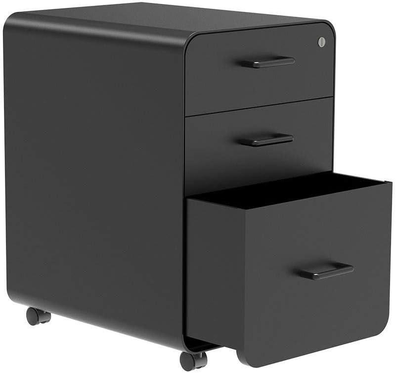 image:imageMonoprice Round Corner 2Drawer File Cabinet Black Lockable with Seat Cushion Workstream Collection 137880Black