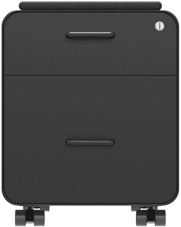 image:imageMonoprice Round Corner 2Drawer File Cabinet Black Lockable with Seat Cushion Workstream Collection 137880Black