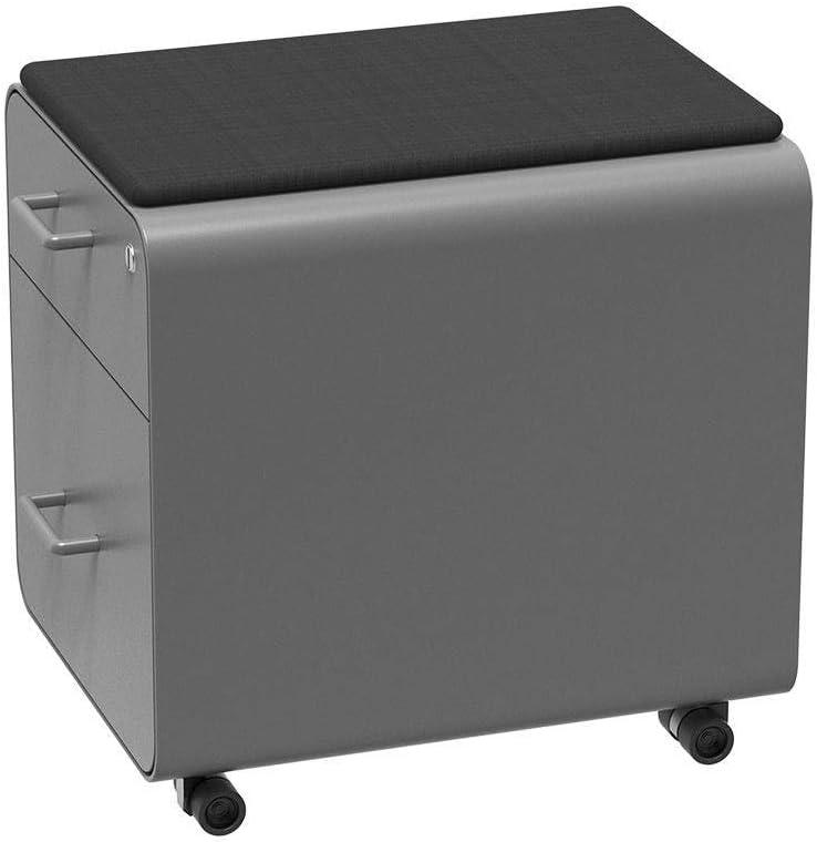 image:imageMonoprice Round Corner 2Drawer File Cabinet Black Lockable with Seat Cushion Workstream Collection 137880Grey