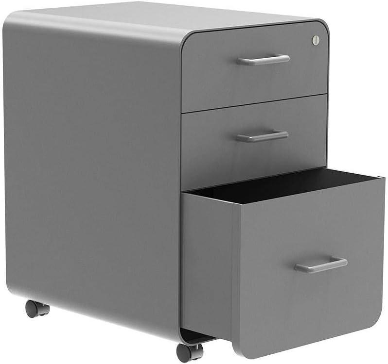 image:imageMonoprice Round Corner 2Drawer File Cabinet Black Lockable with Seat Cushion Workstream Collection 137880Grey