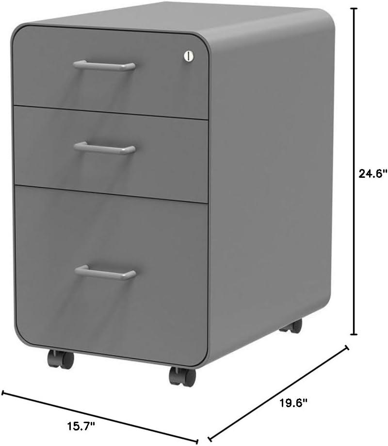 image:imageMonoprice Round Corner 2Drawer File Cabinet Black Lockable with Seat Cushion Workstream Collection 137880Grey