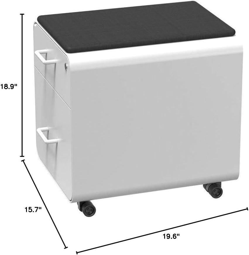image:imageMonoprice Round Corner 2Drawer File Cabinet Black Lockable with Seat Cushion Workstream Collection 137880White