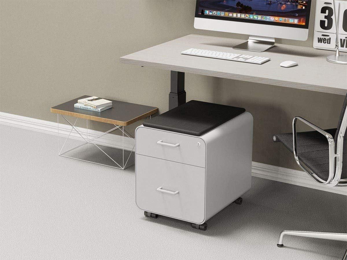 image:imageMonoprice Round Corner 2Drawer File Cabinet Black Lockable with Seat Cushion Workstream Collection 137880White