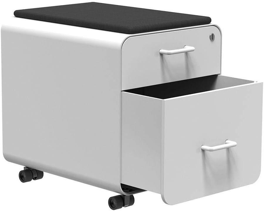 image:imageMonoprice Round Corner 2Drawer File Cabinet Black Lockable with Seat Cushion Workstream Collection 137880White