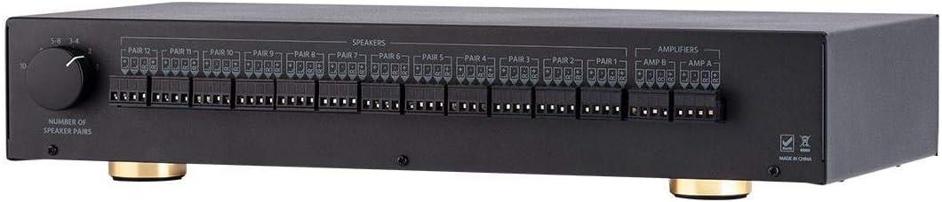 image:imageMonoprice SSPro 12 High Power Dual Source 300 Watt Peak 12 Pair Impedance Matching Speaker Selector 139067 Black