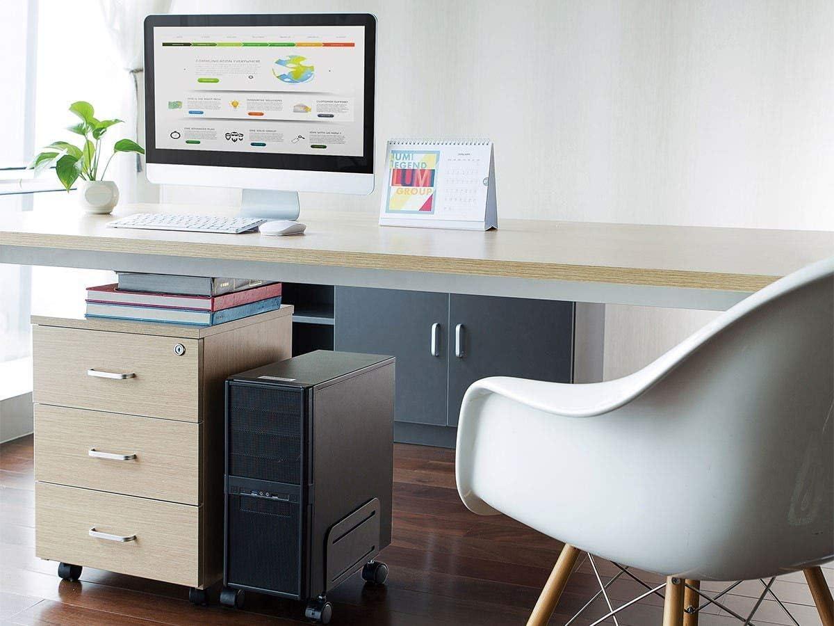 image:imageMonoprice Steel Computer PC Tower Mobile Stand Steel Construction Black PowderCoated Workstream Collection Alloy steel