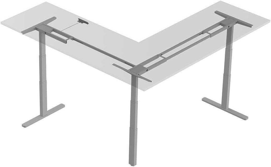image:imageMonoprice TripleMotor SitStand Corner Desk Frame HeightAdjustable LShaped Gray Workstream CollectionGrey