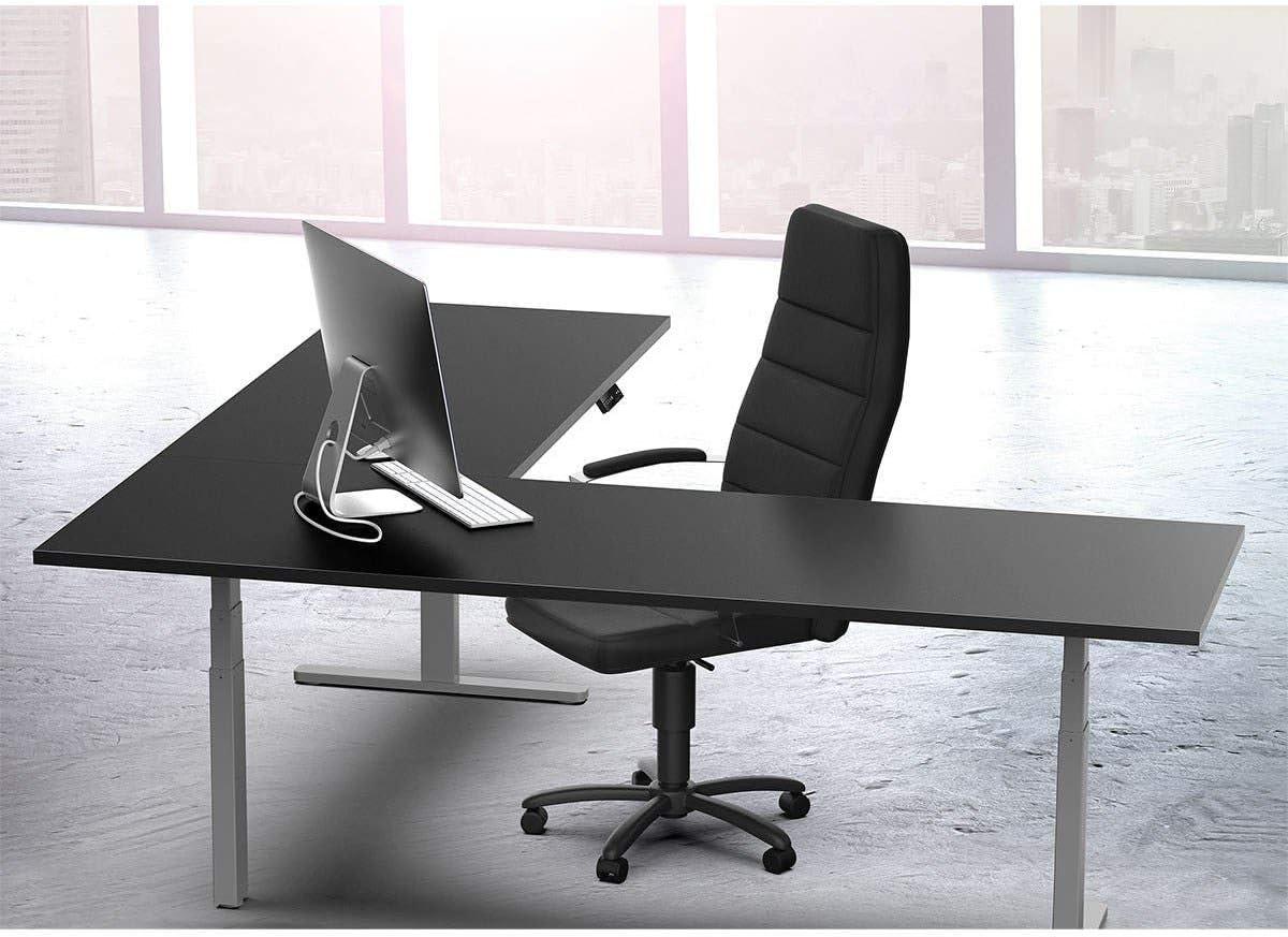 image:imageMonoprice TripleMotor SitStand Corner Desk Frame HeightAdjustable LShaped Gray Workstream CollectionGrey