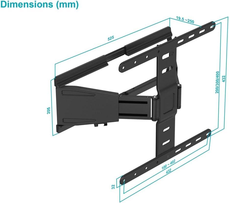 image:imageMonoprice UltraSlim FullMotion Articulating TV Wall Mount Bracket For 40 75 TVs Max Weight 66lbs VESA Up to 200x200 Concrete amp Brick Compatible Black