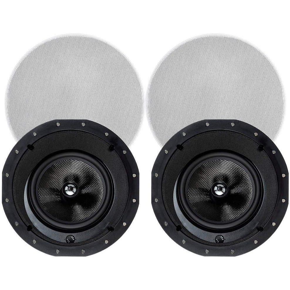 image:imageMonoprice 2Way Carbon Fiber InCeiling Speakers 8Inch With 15 Degree Angled Drivers Pair Black Alpha Series8 Inch