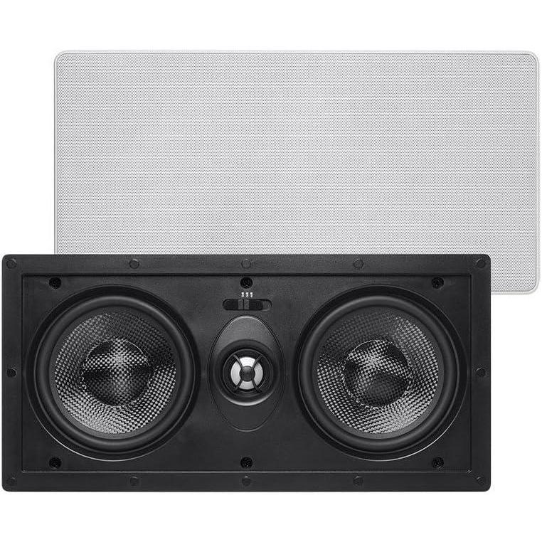 image:imageMonoprice 2way Carbon Fiber InWall Surround Speaker Dual 525 Inch Single VariAngled With Paintable Grille Alpha Series BlackCenter Channel