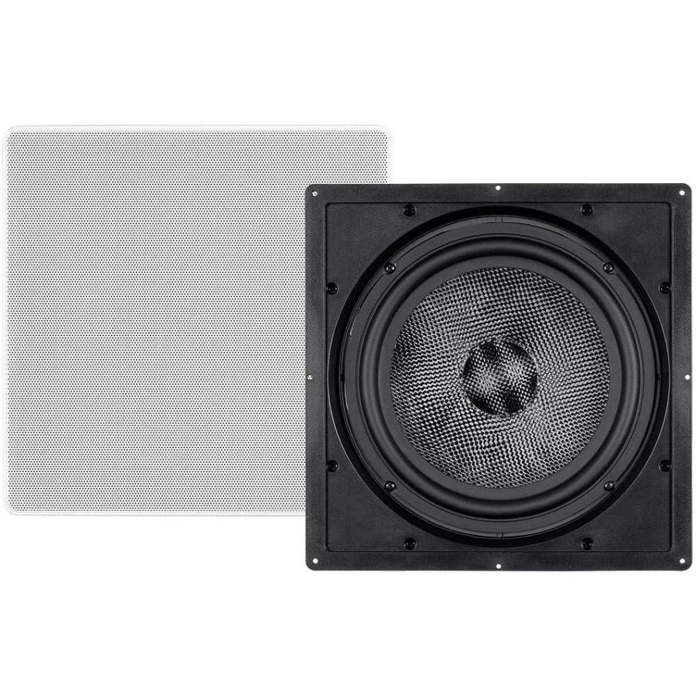 image:imageMonoprice 2way Carbon Fiber InWall Surround Speaker  Dual 525 Inch Single VariAngled With Paintable Grille  Alpha Series BlackSubwoofer