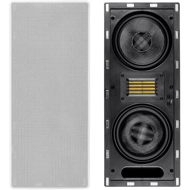 image:imageMonoprice 3Way Carbon Fiber InWall Column Speaker  65 Inch Each With Ribbon Tweeter 8 Ohm Nominal Impedance Magnetic Grille 200 Watt Max White  Amber Series