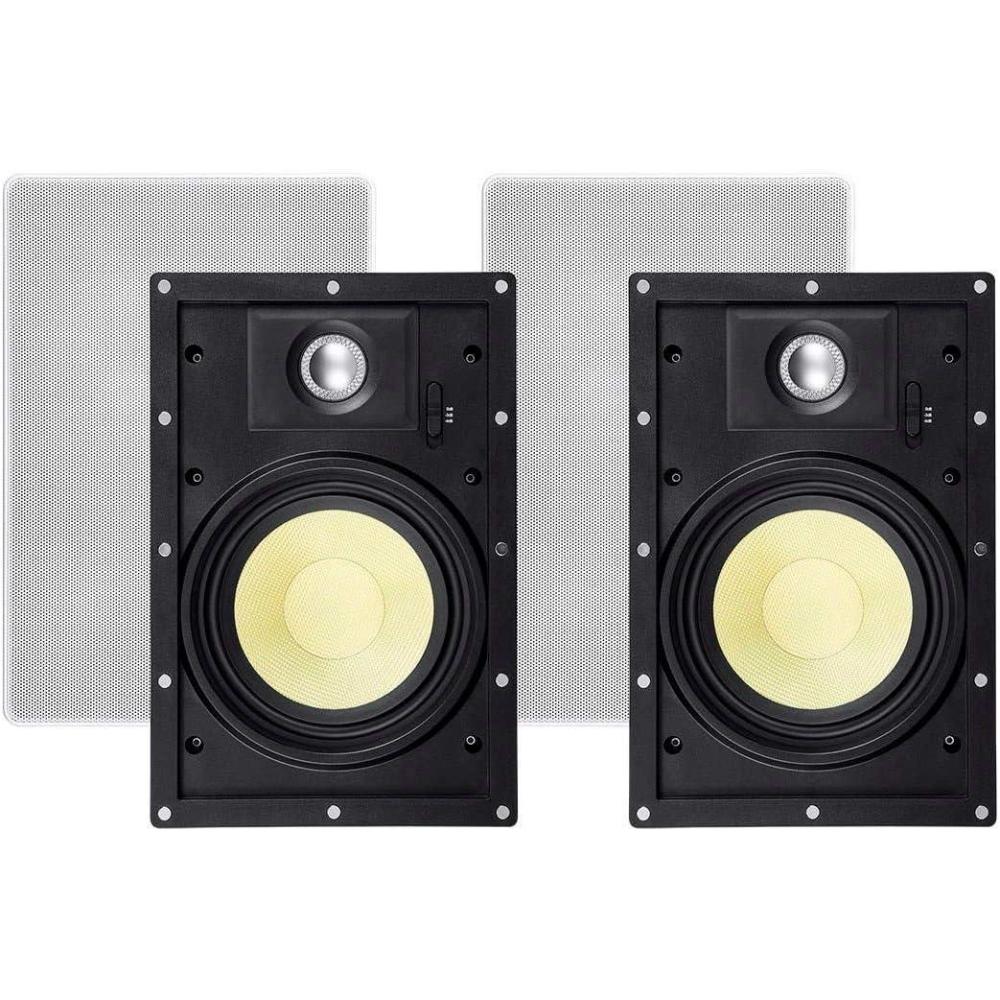 image:imageMonoprice 3Way Fiber InWall Speakers  8 Inch Pair With Removable And Paintable Grille  Caliber SeriesSnap Lock