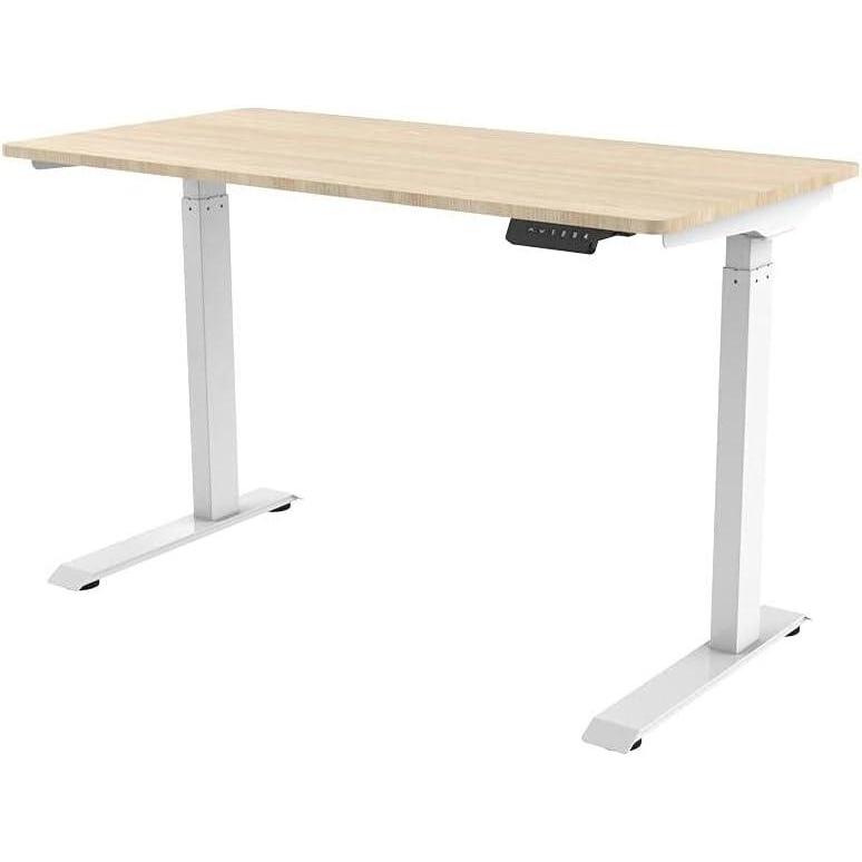 image:imageMonoprice Electric Single Motor SitStand Complete Desk Table  Height Adjustable SolidCore Natrual Wood Top for Home and Office 472 x 236 Inch White  Workstream Collection