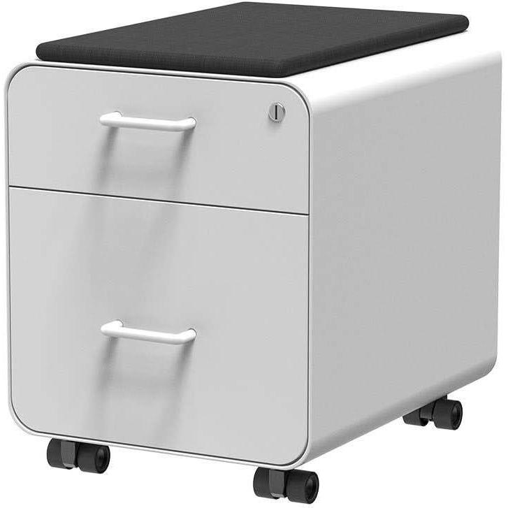 image:imageMonoprice Round Corner 2Drawer File Cabinet Black Lockable with Seat Cushion Workstream Collection 137880White