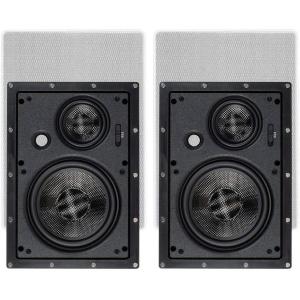 Monoprice 3-Way Carbon Fiber In-Wall Speakers – 6.5-Inch, Pair, With Magnetic Grille, Black – Alpha Series(3 Way)