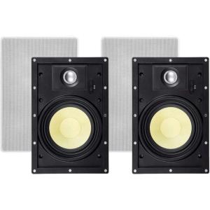 Monoprice 3-Way Fiber In-Wall Speakers – 8 Inch (Pair) With Removable And Paintable Grille – Caliber Series(Snap Lock)