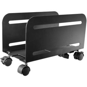 Monoprice Steel Computer PC Tower Mobile Stand – Steel Construction, Black Powder-Coated – Workstream Collection, Alloy steel