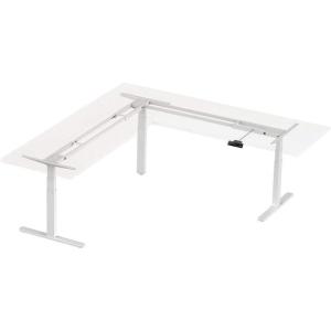 Monoprice Triple-Motor Sit-Stand Corner Desk Frame – Height-Adjustable, L-Shaped, Gray – Workstream Collection(White)