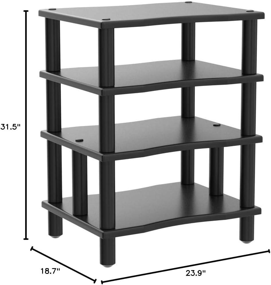 image:imageMonolith Heavy Duty 4 Tier Audio Stand XL 1 Shelf Thickness Open Air Design Sturdy Construction MapleBlack