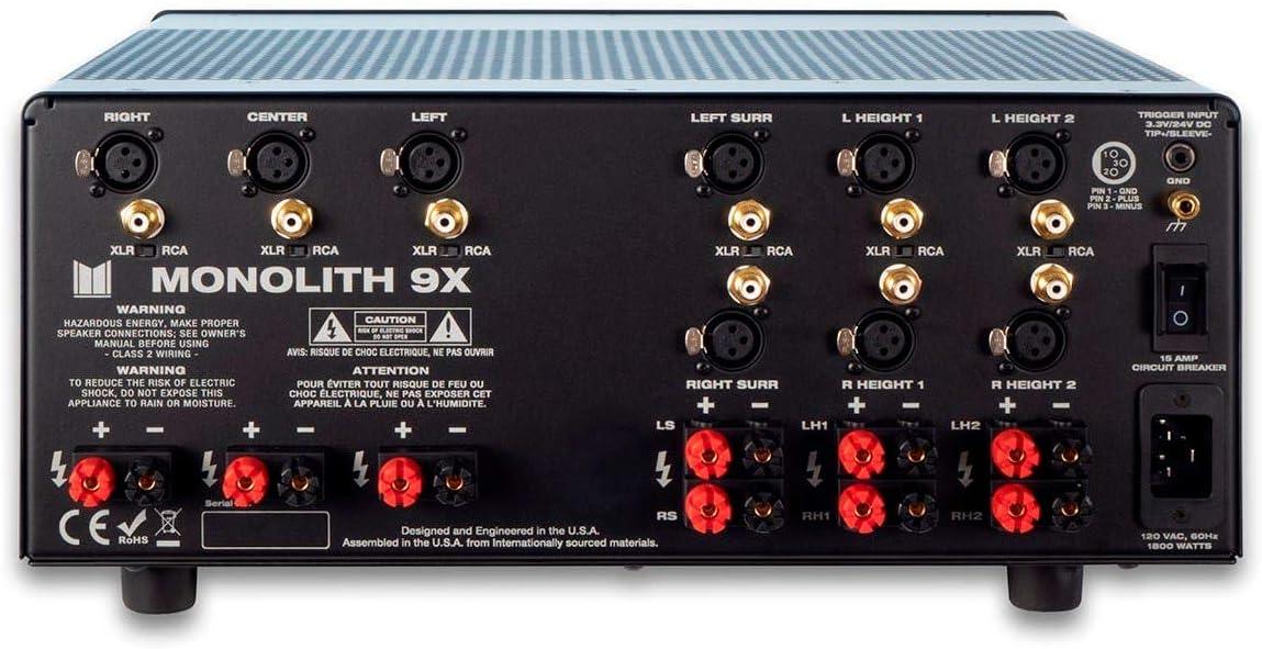 image:imageMonolith MultiChannel Home Theater Power Amplifier with 5x200 Watt Per Channel Into 8 Ohms XLR and RCA Inputs 2 Toroidal Transformers9 Ch