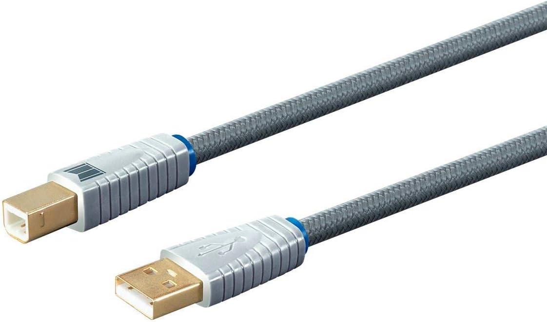 image:imageMonolith USB Digital Audio Cable USB TypeA to USB TypeB GoldPlated Connectors 22AWG 1 Meter Gray1 Meter