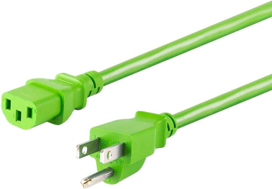 image:imageMonoprice 105294 15ft 14AWG Power Cord Cable w 3 Conductor PC Power Connector Socket 15A NEMA 515P to IEC320C13 BlackGreen