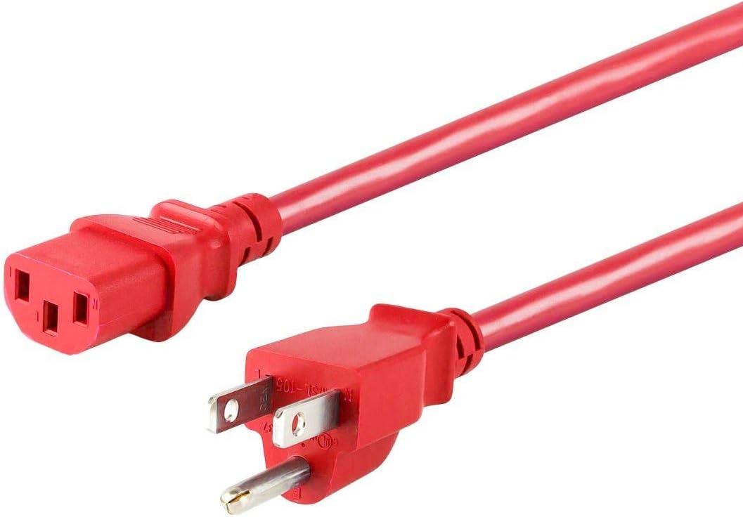 image:imageMonoprice 105294 15ft 14AWG Power Cord Cable w 3 Conductor PC Power Connector Socket 15A NEMA 515P to IEC320C13 BlackRed