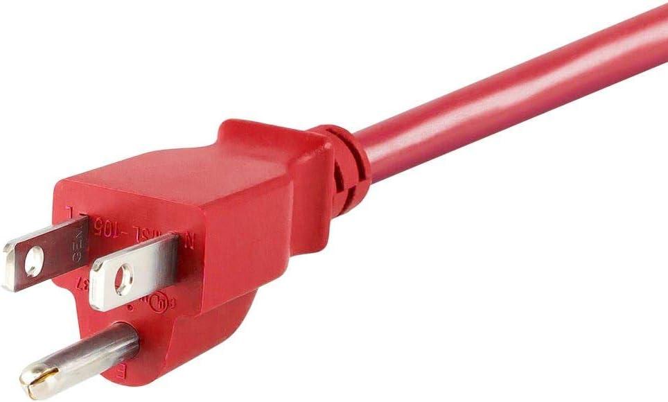 image:imageMonoprice 105294 15ft 14AWG Power Cord Cable w 3 Conductor PC Power Connector Socket 15A NEMA 515P to IEC320C13 BlackRed