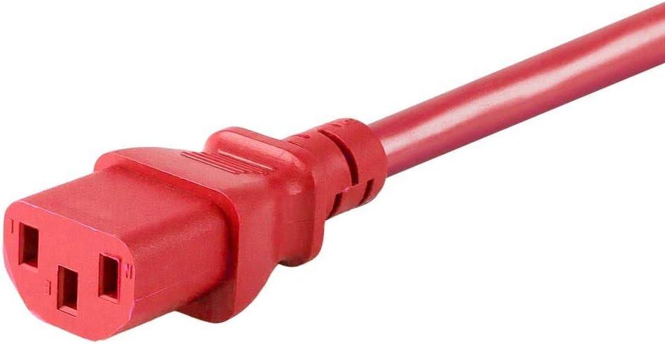 image:imageMonoprice 105294 15ft 14AWG Power Cord Cable w 3 Conductor PC Power Connector Socket 15A NEMA 515P to IEC320C13 BlackRed