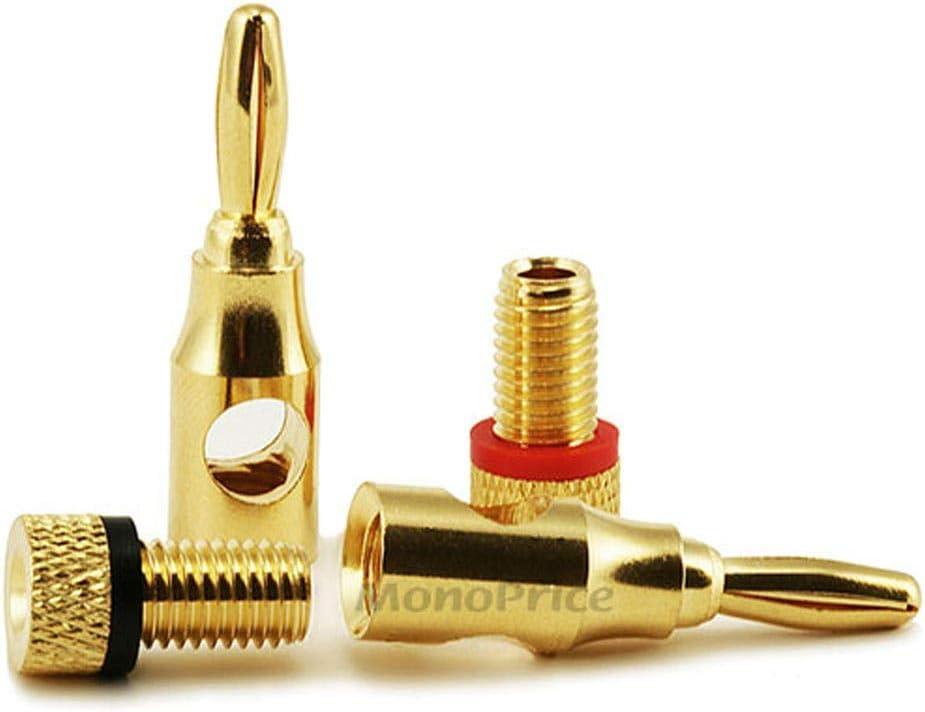 image:imageMonoprice 109437 5PRJX74047 Gold Plated Speaker Banana Plugs 5 Pairs Open Screw Type For Speaker Wire Home Theater Wall Plates And More1 Count Pack of 1