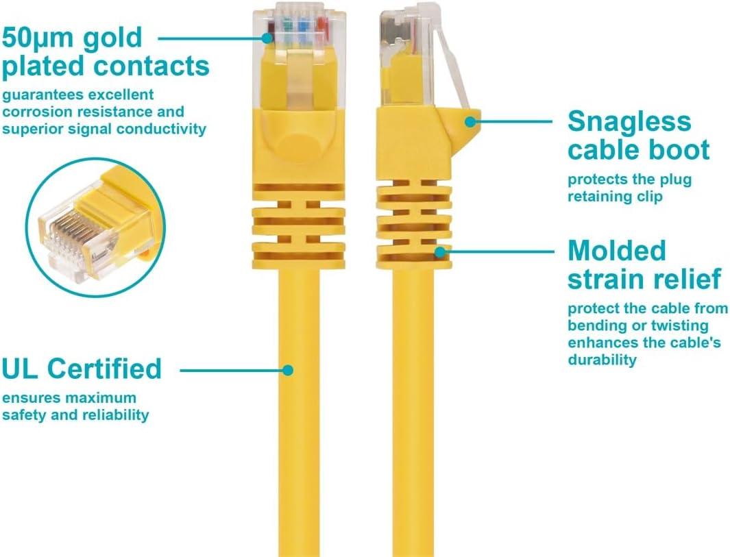 image:imageMonoprice 10FT 24AWG Cat5e 350MHz UTP Ethernet Bare Copper Network Cable GrayYellow