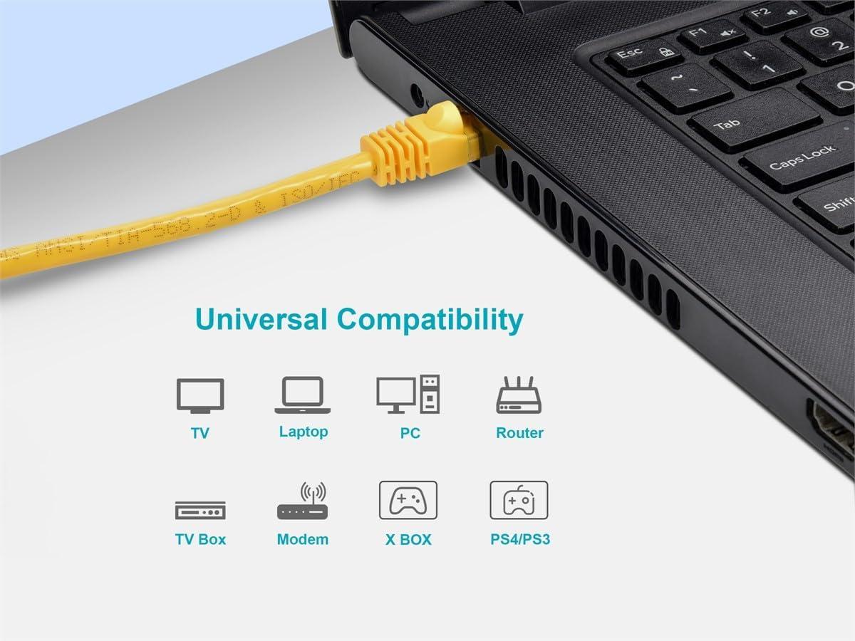 image:imageMonoprice 10FT 24AWG Cat5e 350MHz UTP Ethernet Bare Copper Network Cable GrayYellow