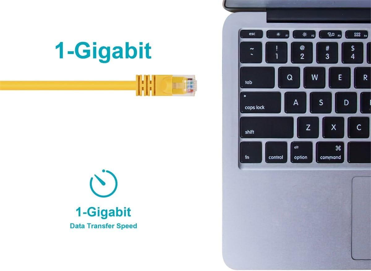 image:imageMonoprice 10FT 24AWG Cat5e 350MHz UTP Ethernet Bare Copper Network Cable GrayYellow