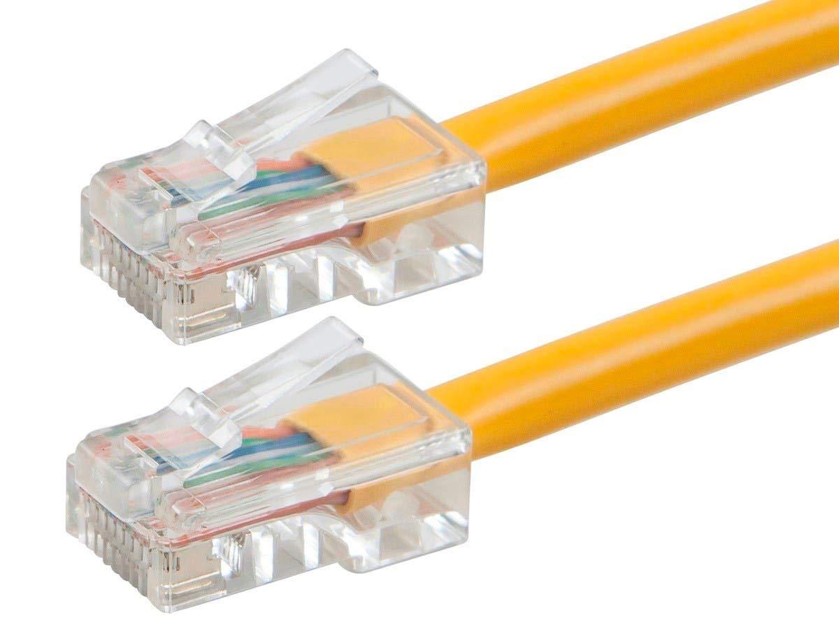 image:imageMonoprice 114285 ZerobootCat5e Ethernet Patch Cable Network Internet Cord RJ45 Stranded 350Mhz UTP Pure Bare Copper Wire 24AWG 1ft YellowYellow