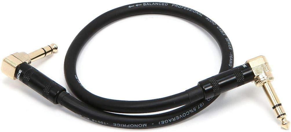 image:imageMonoprice 14Inch TRS Male to 14Inch TRS Male Guitar Pedal Patch Cable 8 Inch Black Right Angle Connectors Premier SeriesCable Cord