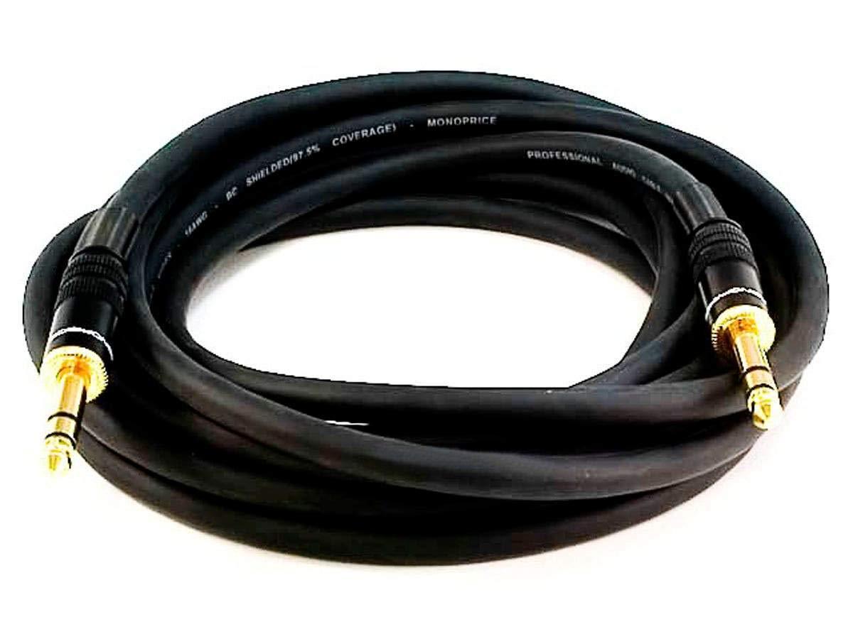 image:imageMonoprice 14Inch TRS Male to Male Cable 6 Feet Black 16AWG Gold Plated Premier Series15ft