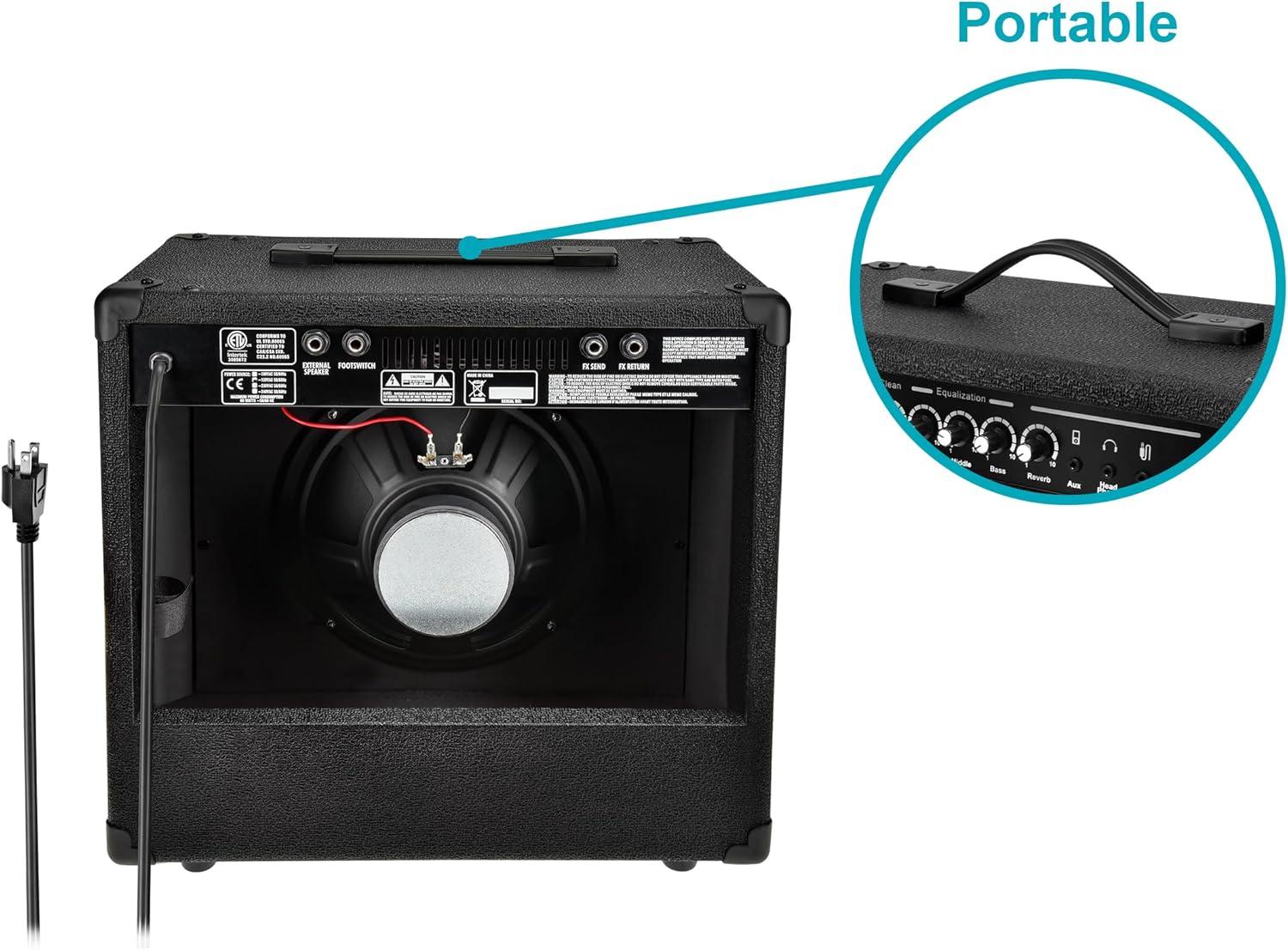 image:imageMonoprice 1x10 Guitar Combo Amplifier Black 40Watt Spring Reverb 10Inch 4Ohm Speaker High amp Low Inputs Headphone Output Stage Right SeriesAmplifier