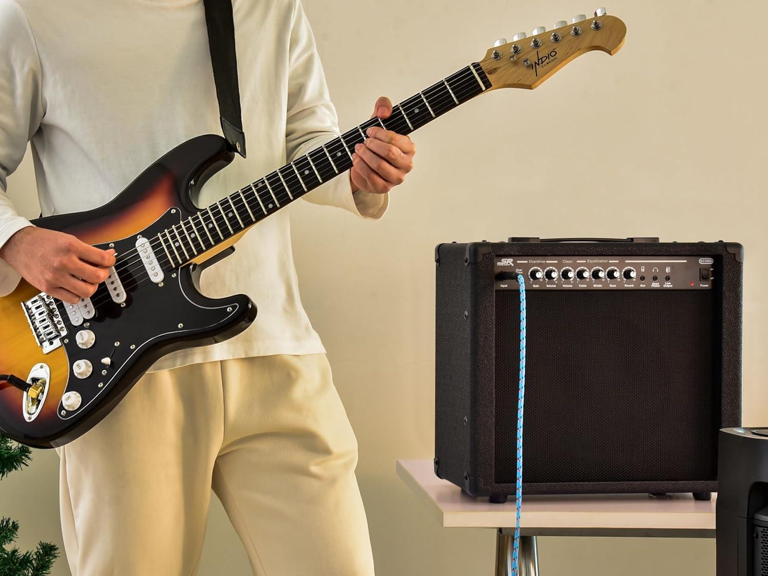 image:imageMonoprice 1x10 Guitar Combo Amplifier Black 40Watt Spring Reverb 10Inch 4Ohm Speaker High amp Low Inputs Headphone Output Stage Right SeriesAmplifier