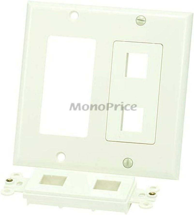image:imageMonoprice 2Gang Wall Plate for Keystone 4 Hole WhiteKhaki