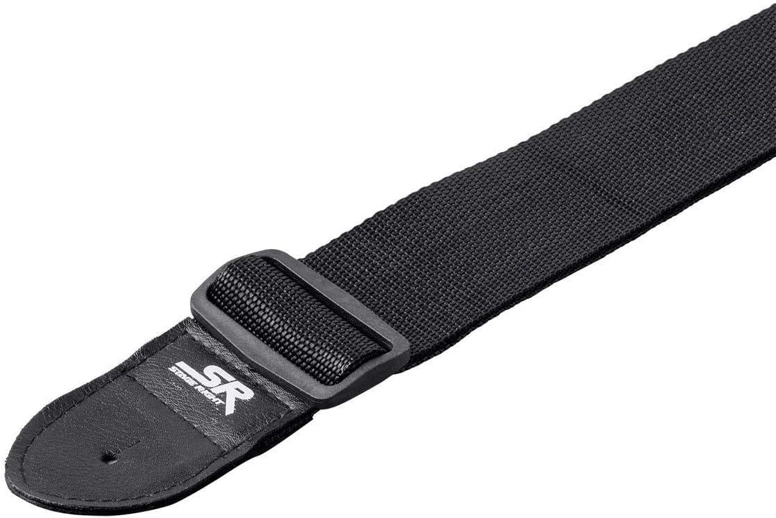image:imageMonoprice 2inch Adjustable Guitar Strap Nylon with Synthetic Leather Ends Black Stage Right Series
