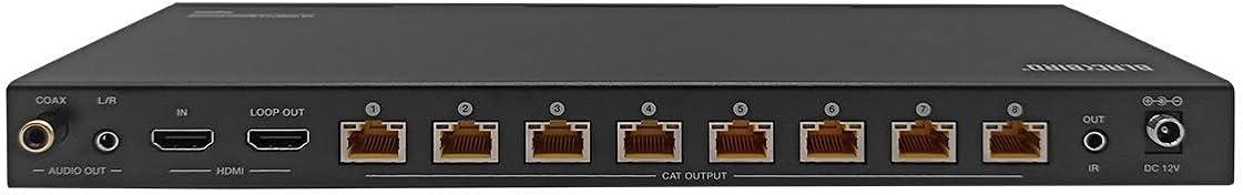 image:imageMonoprice 4K HDMI 20 1x8 Splitter Extender Kit Up to 60 Meters 4K60Hz 18Gbps HDR10 HDR10 Dolby Vision Hyper LogGamma HDCP 22 HDMI Loop Out EDID PoC 8 Receivers Blackbird Series